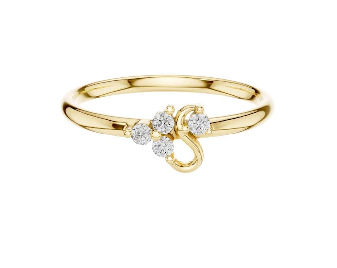 Personalized Ring with Diamond-Studded Initial Dainty and Elegant Custom Alphabet Letter Jewelry for Women Minimalist Fine Jewelry Gift