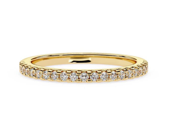 Dainty Diamond Gold Ring Yellow Gold Stacking Band Thin Diamond Wedding Ring Minimalist Engagement Ring Everyday Fine Jewelry for he