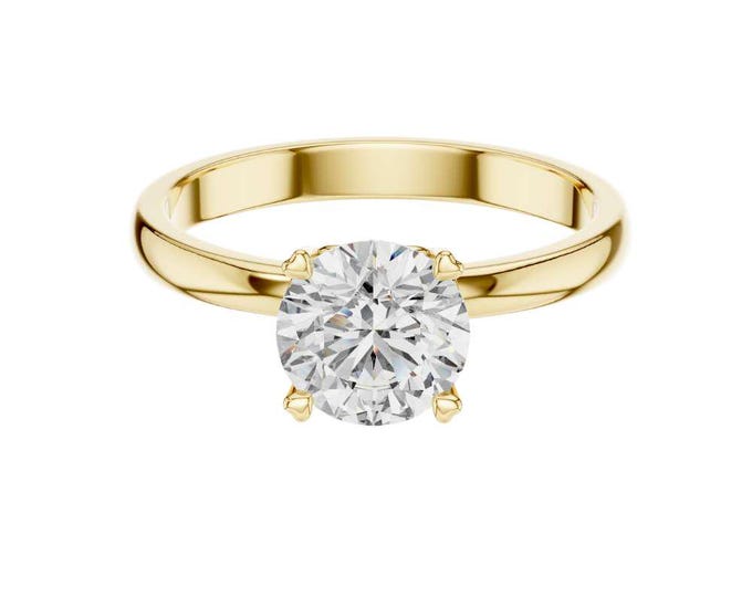Classic Round Cut Moissanite Anniversary Ring Timeless Solitaire Design with Gold Silver Rose Gold Band Elegant Fine Bridal Jewelry for Her