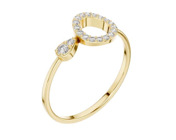 Elegant Round Cut Moissanite Two Delicate and Lightweight Design, Stone Ring Minimalist Adjustable Band Modern Handmade Jewelry Gift for Her