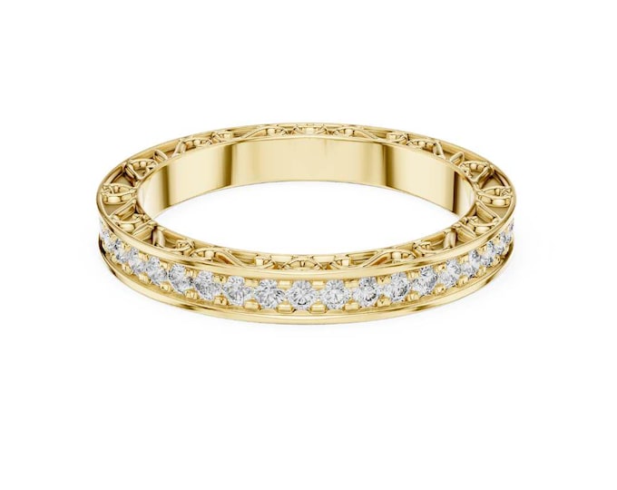 Dainty Moissanite Eternity Band Ring Sterling Silver Minimalist Stacking Ring Elegant Bridal Jewelry for Everyday Wear and Timeless Style