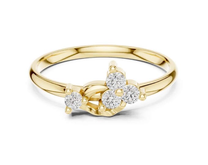 0.13 CT Elegant Knot-Inspired Diamond Cluster Ring with Prong Setting Symbol of Eternal Love Unique Promise or Engagement Ring for Women