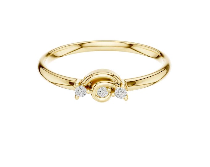 Gold Dainty Eye Ring Minimalist Celestial Ring with Cubic Zirconia, 14K Gold Plated Evil Eye Protection Ring, Delicate Boho Jewelry Gift