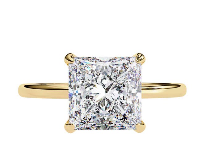 2.36 TCW Princess Cut Moissanite Ring Classic Solitaire Ring Minimalist Wedding Ring for Her Timeless and Elegant Bridal Ring Jewelry