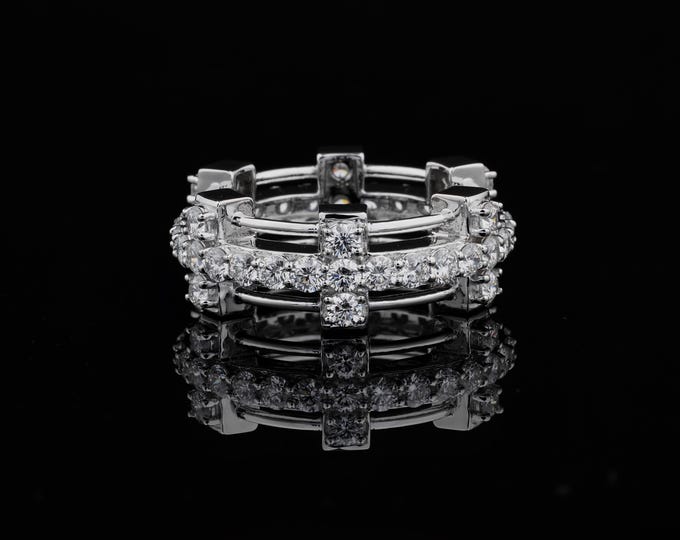1.2 CT Round Cut Prong Set Moissanite Engagement Ring 14k Solid White Gold Pave Set Prefect Wedding Anniversary Gift Ring For Her.