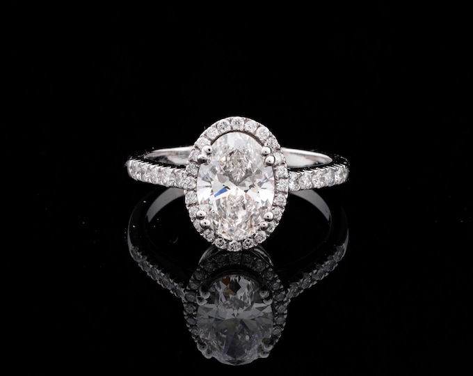 3 CT Oval Halo Engagement Ring Sterling Silver Diamond Bridal Ring Elegant Wedding Proposal  Anniversary Jewelry Silver Wedding Jewelry