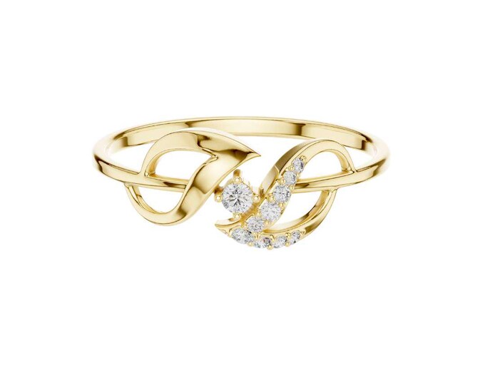 Infinity Round Moissanite Ring with Diamond Accent Elegant Twist Design Perfect Engagement or Anniversary Ring Excellent Design For Bridal