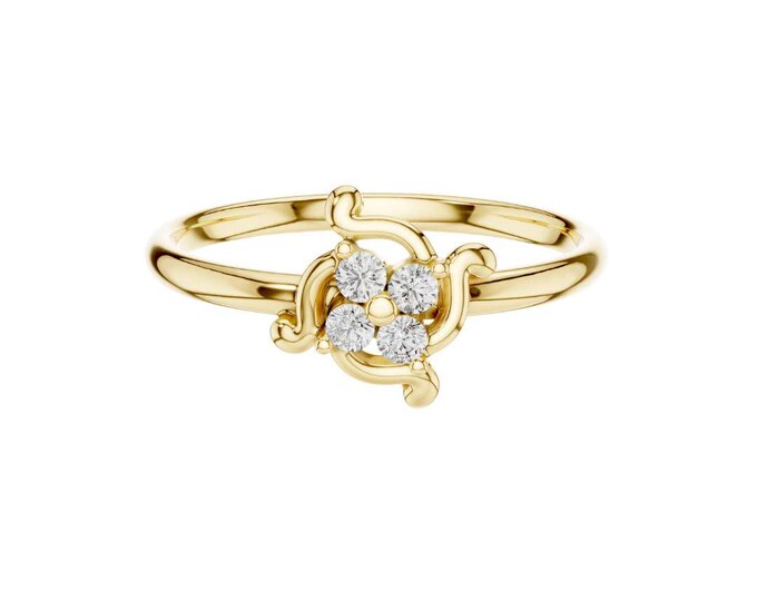 Timeless Gold Ring with Diamond-Studded Initial Elegant and Personalized Letter Jewelry for Women Dainty Fine Gold Ring for Special Occasion