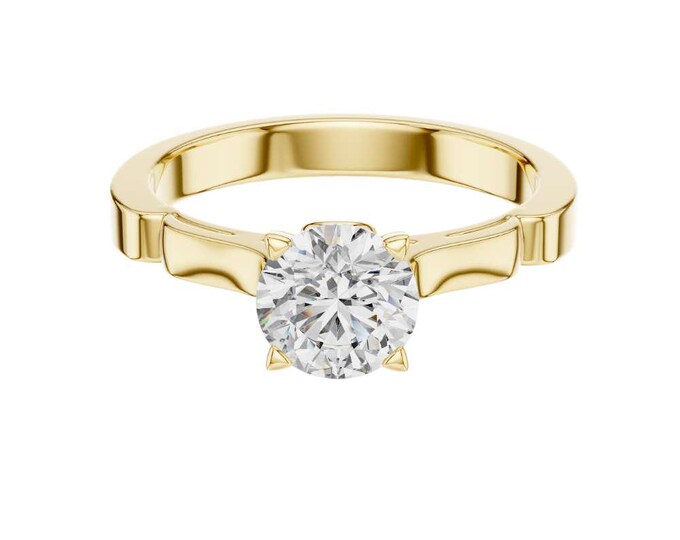 Elegant Solitaire Wedding Ring with Round Brilliant Cut Moissanite Diamond Classic Minimalist Proposal Ring Custom Fine Jewelry Promise Ring