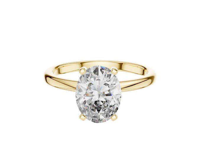 2.00 CT Oval Cut Engagement Ring in Gold Classic Solitaire with Sparkling Diamond for Moissanite Diamond Proposals Special Occasions