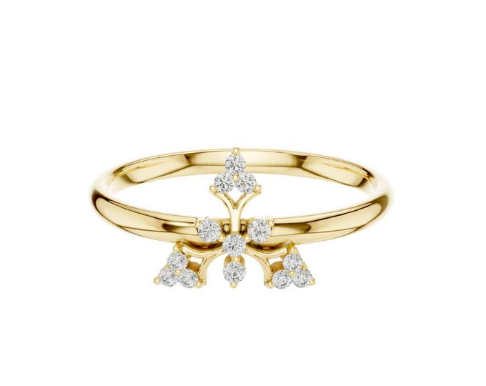 Stunning Moissanite Diamond Ring with Unique Leaf and Branch Inspired Design Dainty Round Cut Wedding Ring Fine Jewelry for Women