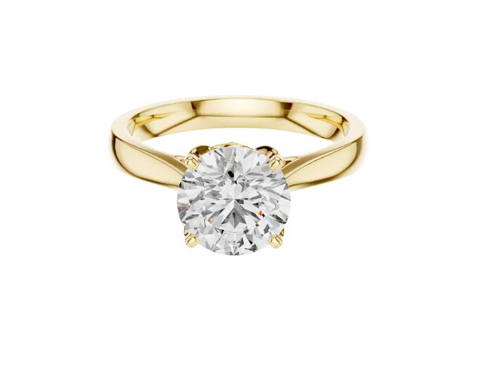Round Cut Moissanite Engagement Ring 14K Gold Solitaire Ring Classic Round Moissanite Ring Minimalist Gold Ring Dainty Bridal Jewelry