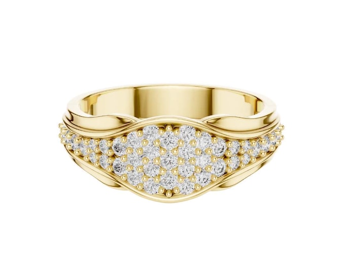 Luxury Pave Moissanite Dome Ring Iced Out Sterling Silver Statement Jewelry Elegant Cocktail Ring for Special Occasions and Timeless Style