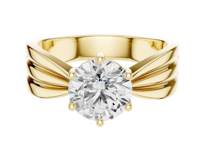 Bright Solitaire 1.25 TCW Round Brilliant Cut Moissanite Diamond Ring Classic Vintage Style Design Jewelry Unique Wedding Proposal Ring