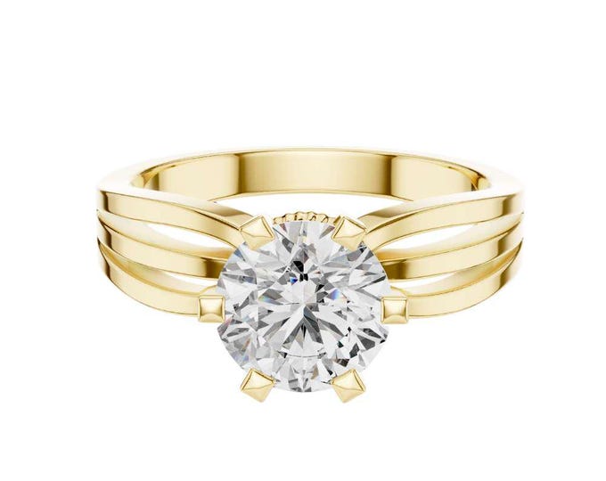 Stunning Round Cut 1.00 CT Moissanite Solitaire Bridal set Ring Unique Triple Split Shank Band Elegant Bright Wedding Jewelry Gift for Her
