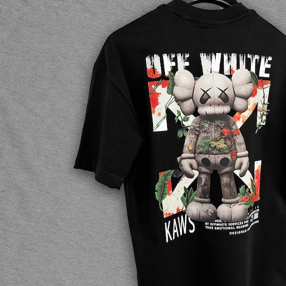 Off White White T-shirt With Jungle Monster Print on Heart&back