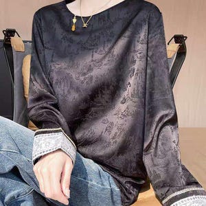 Chinese Jacquard Top, Modern Tang Shirt, Elegant Hanfu Style Shirt,Oriental Blouse, Minimalist Cheongsam Shirt,Asian Vintage Top,large sizes