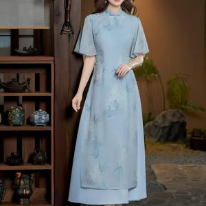 asian chiffon dress Elegant Oriental Dress: Long Sleeve Chiffon Cheongsam - Shop Now! from Dhgate Ethnic Clothing