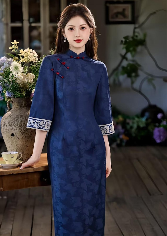 elegant mandarin collar dress Plus Size Qipao