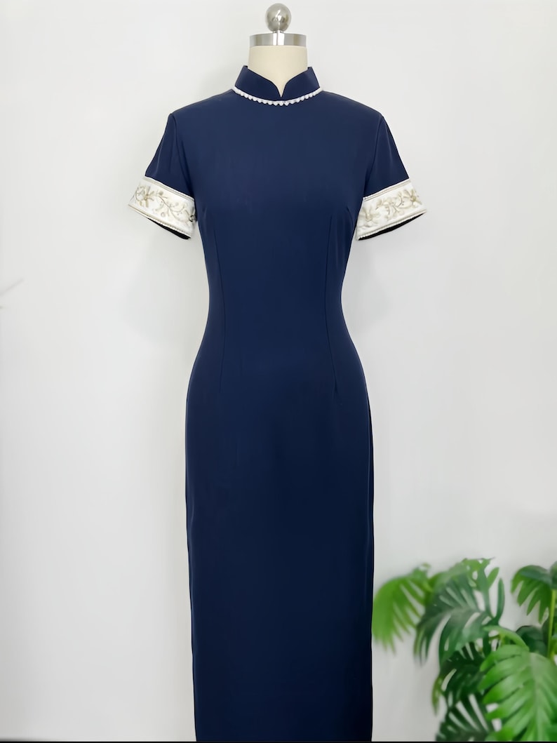 Cheongsam Apron - HK Red-White-Blue Hearts