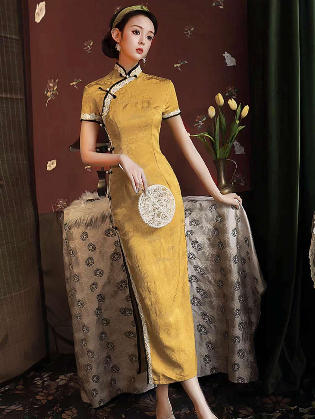 chinese bridesmaid dresses Dress Bridesmaids KARINA GRIMALDI Tana Dress pattern_pleated SIZE:FR36 (S) Regular Hemline/ Mermaid Hemline