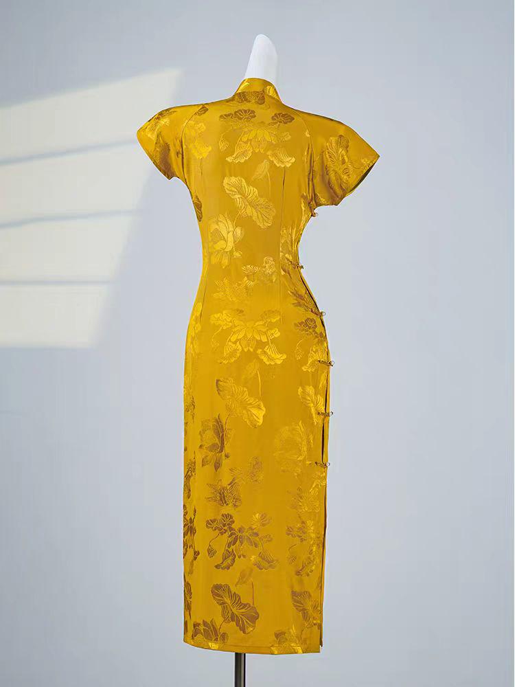 gold oriental dress Gold Cheongsam Bridal Gown|Suzhou Embroidery | Dragon Phoenix Jacket | Cheongsam Wedding Dress