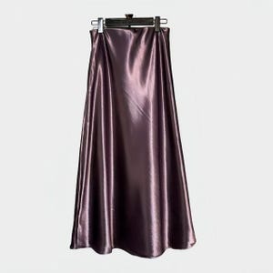 Silk Satin Midi Skirt, High Waist A-Line Slip Skirt, Acetate Mermaid Hem Skirt, Elegant Minimalist Maxi Skirt, Old Money Skirt,Vintage Chic