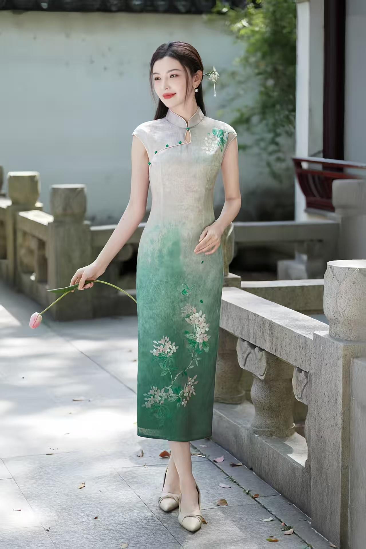 Chinese Style Asian Prom Dresses Uk Trumpet Sleeve Cheongsam Top Chinese  Prom Dress With Sequins Edge