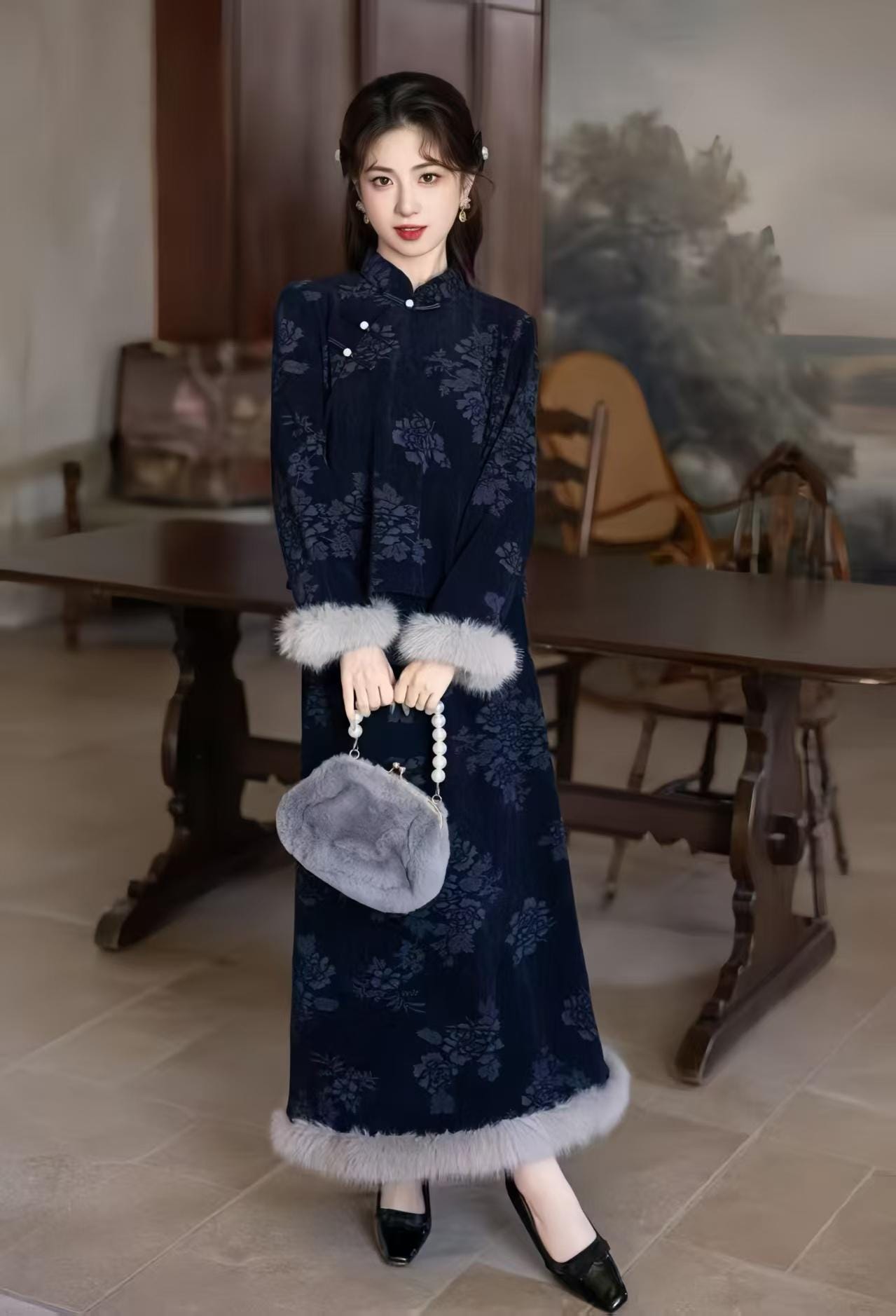 navy blue dress for baby girl Amazon.com: Chinese Hanfu Dress for Women Padded Thickened Embroidered Dress  Winter Set Chinese Traditional New Year Clothing(A main image 0