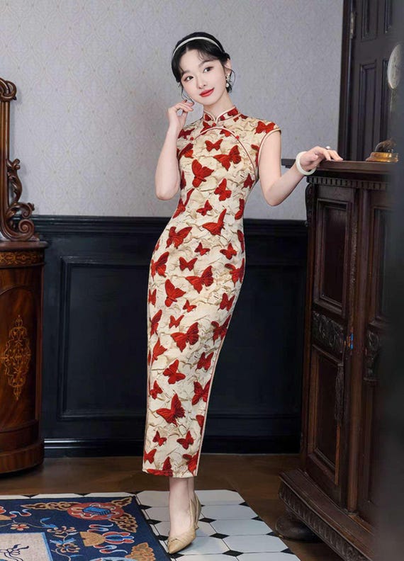 blue dress for baby girl Sau Lee Jill Chinese Jacquard Pencil Dress, Red