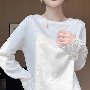 Chinese Jacquard Top, Modern Tang Shirt, Elegant Hanfu Style Shirt,Oriental Blouse, Minimalist Cheongsam Shirt,Asian Vintage Top,large sizes
