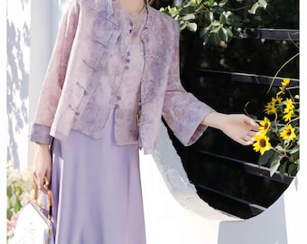 Vestido oriental de 3 piezas,Vestido Estilo Zen,Moderno Conjunto Hanfu,Conjunto Verano Oficina,Conjunto de falda asiática,Ceremonia del Té