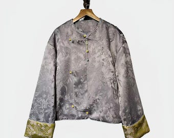 Silk Tang Jacket, Chinese Brocade Coat, Vintage Asian Clothing, Elegant Kimono Style Top, Handmade Silk Jacket,  Abrigo Tradicional Chino