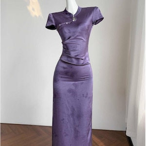 Purple qipao, vintage cheongsam chino dress, Shanghai style antique dress, retro cocktail dress,Qipao Dress Tea Ceremony ,gift for her