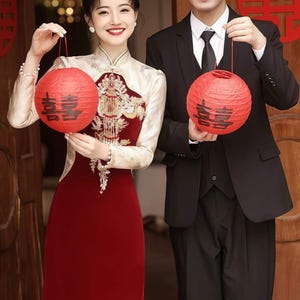 Wine Red Chinese Qipao, Bridal Cheongsam Dress, Wedding Dress,Tea Ceremony Dress, Chinese Engagement Dress, Asian Formal Outfit, Vintage