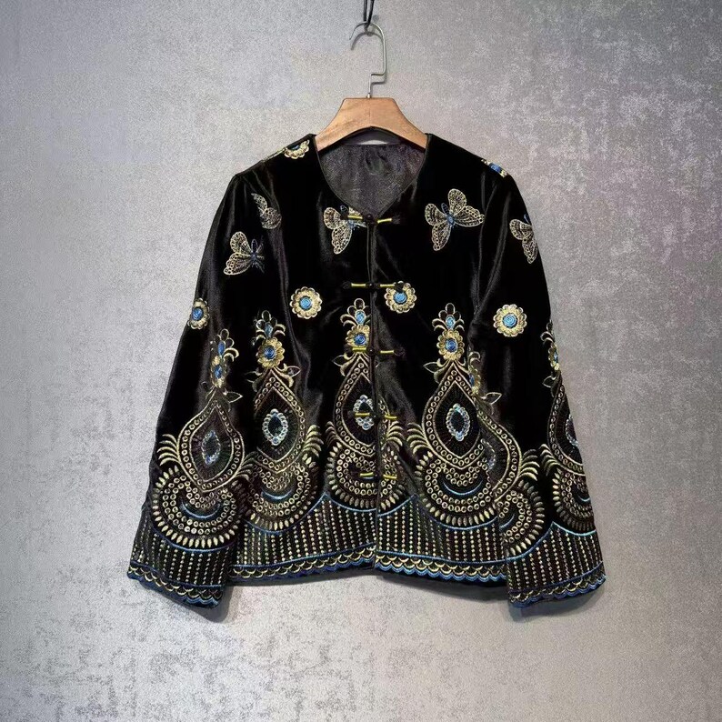 BLACK VELVET CHINESE COAT