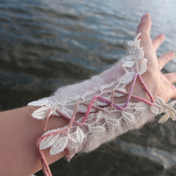 Nymph arm warmers with corset lacing