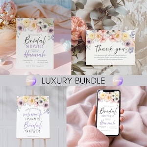 Skurril Blüten Brautdusche Set | Passen Sie Ihre Feier an | Rustikale Schick Frühling Dekor | Liebesblüten | Braut Stamm | Leinwand frei