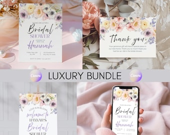 Wildflower Bridal Shower Set: Canva Editable Spring Templates