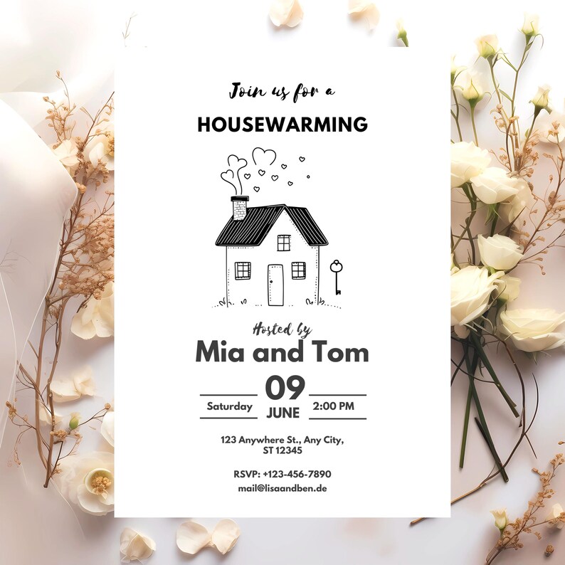 Editable Housewarming Invitation Template: Modern Watercolor Design ...