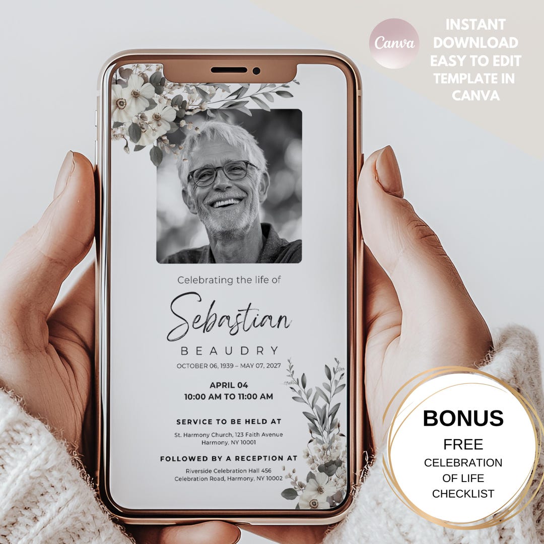 Editable Celebration of Life Canva Template | Gentle Memorial ...