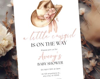 Floral Cowgirl Baby Shower Invitation: Editable Western Invite (Digital Download)