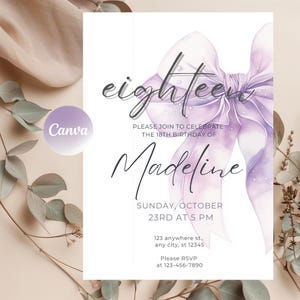 18th Birthday Invitation – Blush Pink Canva Template | Digital Download | Printable 18 Birthday Invite | teen birthday invitation | Birthday