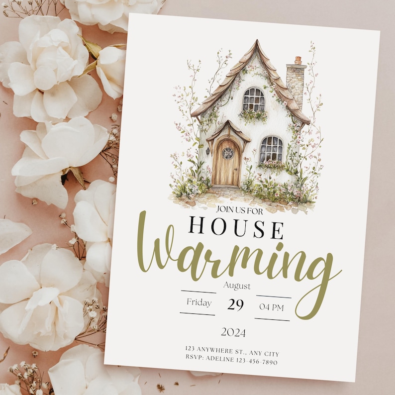 Editable Housewarming Invitation Canva Template • Rustic New Home Party ...