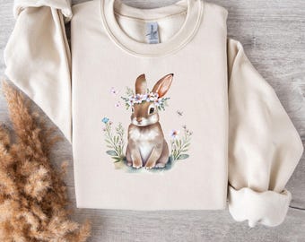Easter Bunny Sweatshirt Retro Easter Sweater Cute Bunny Easter Day Gift Vintage Pastel Bunny Shirt Spring Bunny Outfit Womens Easter Top