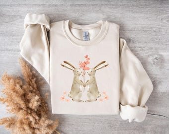 Easter Bunny Sweatshirt Retro Easter Sweater Cute Bunny Easter Day Gift Vintage Pastel Bunny Shirt Spring Bunny Outfit Womens Easter Top