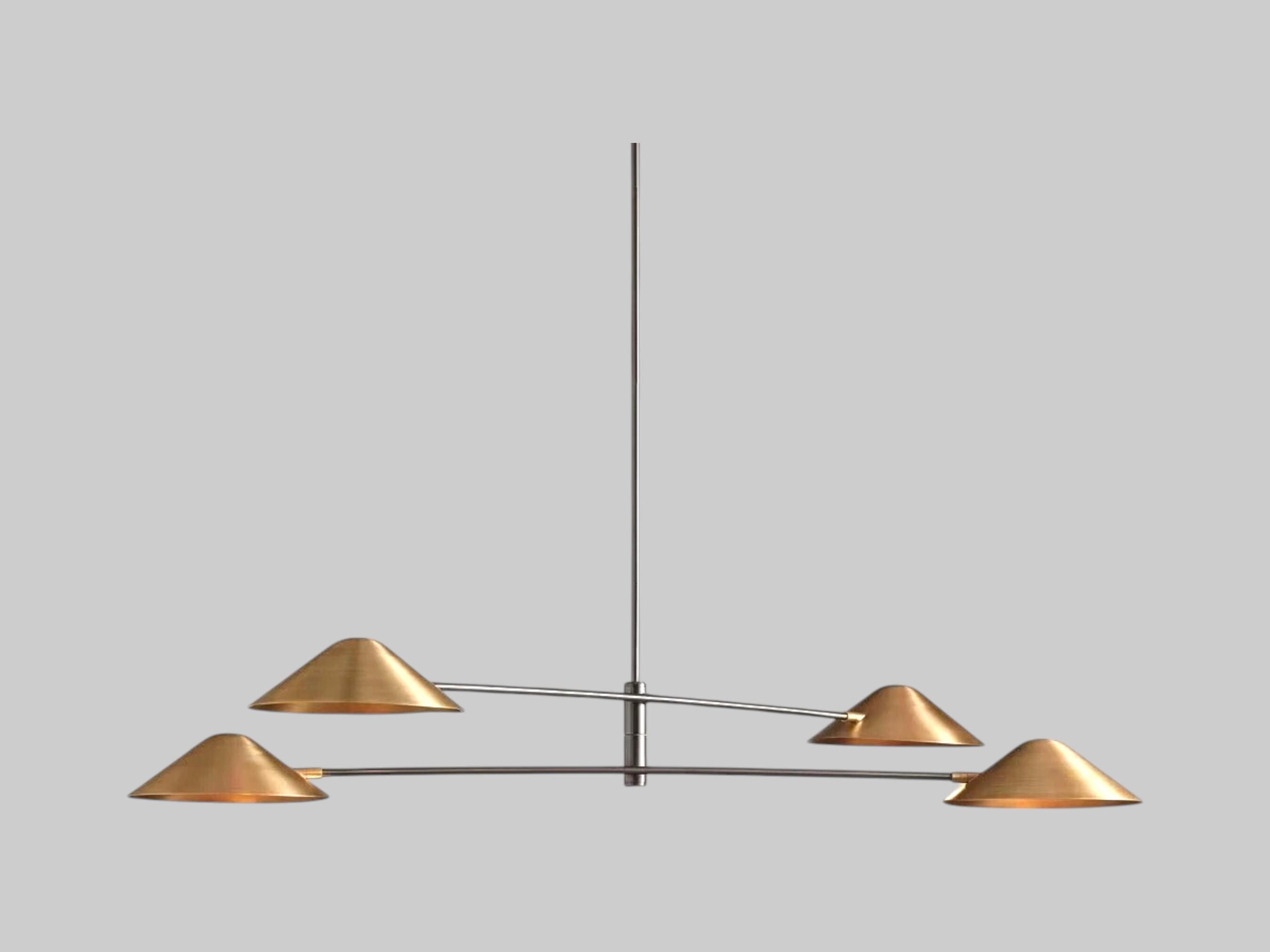 ミッドセンチュリーイタリア製真鍮スプートニクシャンデリア - 4アーム