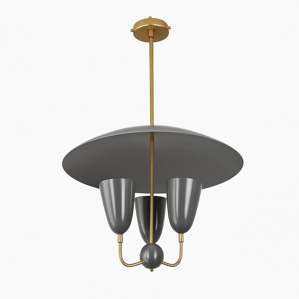 ミッドセンチュリーモダン スプートニクシャンデリア：真鍮3灯