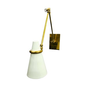Italian Single Of Brass Wall Lamp Mid Century Handmade Vintage White And Raw Brass Sputnik Wall Lamp