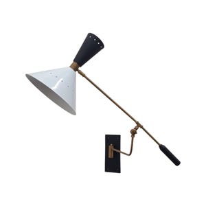 Modern Brass Italian Wall Sconce With Long Swing Arm Wall Lamp Light Handmade Raw Brass Lamp Light Fixture.